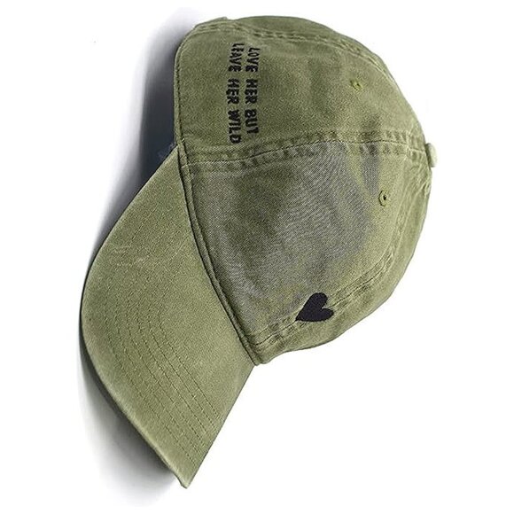 Accessories - Hat, Embroidered Brushed Cotton Women’s Baseball Hat Unisex Fit, Heart Green